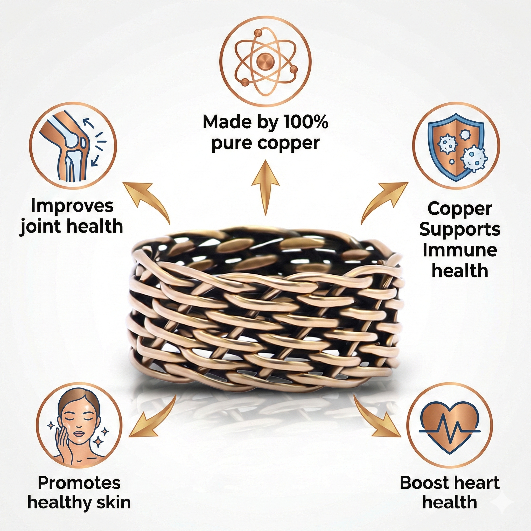 Braided Pure Copper Oxidized Heavy Handmade Cuff Bracelet Gift Jewelry Approx 90+gram