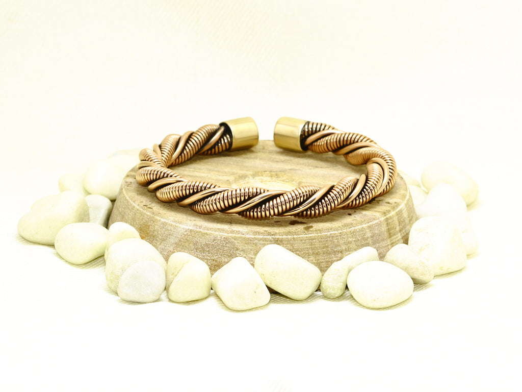 Braided Pure Copper Oxidized Heavy Handmade Cuff Bracelet Gift Jewelry Approx 90+gram