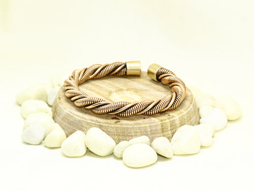 Braided Pure Copper Oxidized Heavy Handmade Cuff Bracelet Gift Jewelry Approx 90+gram