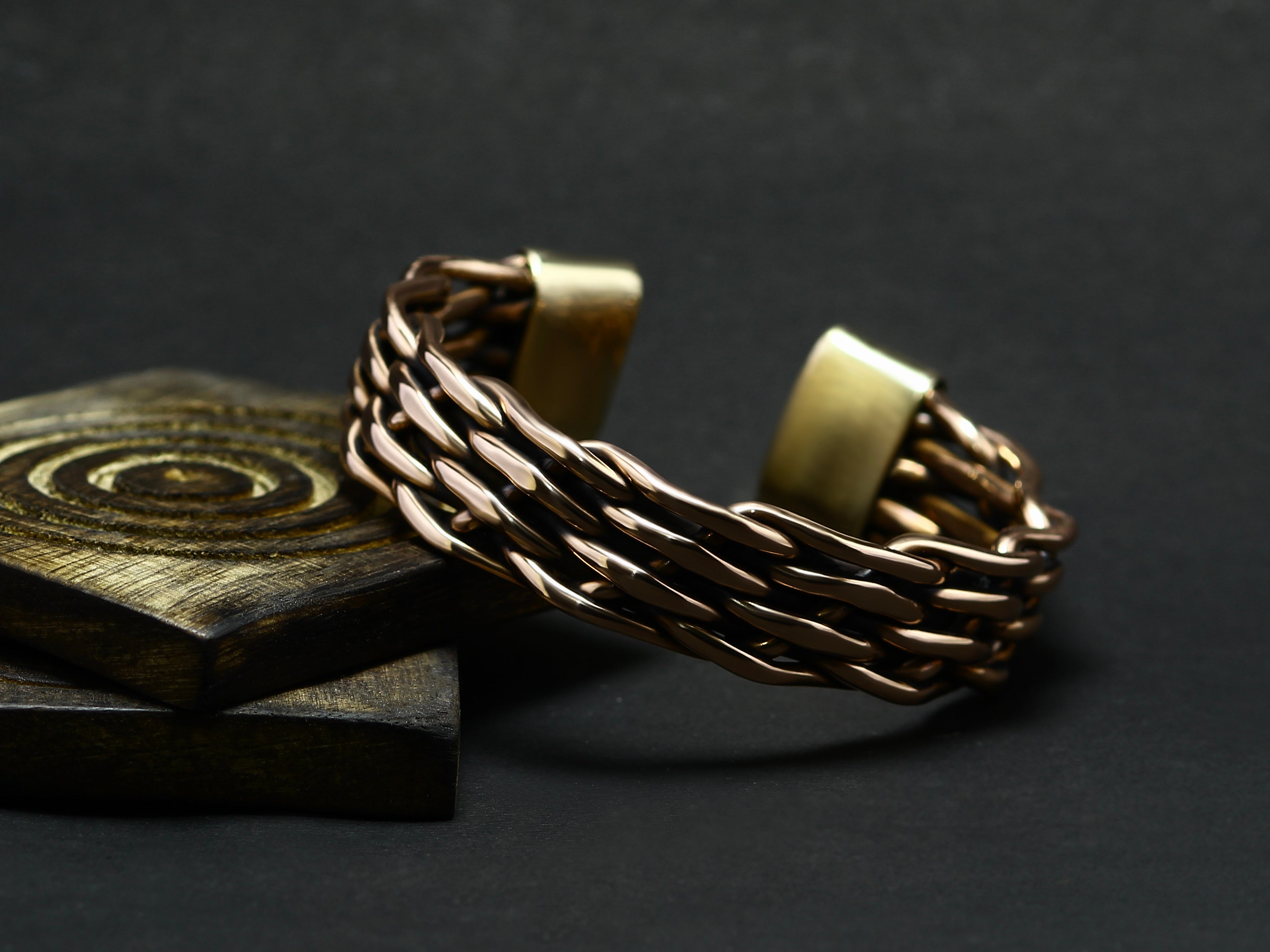 Hand Forged Solid Copper Cuff Bracelet: Braided Design, Oxidized Finish