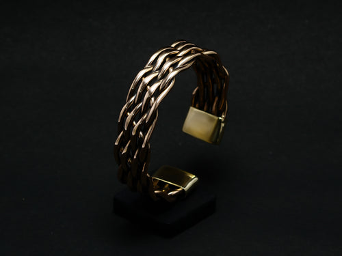 Hand Forged Solid Copper Cuff Bracelet: Braided Design, Oxidized Finish