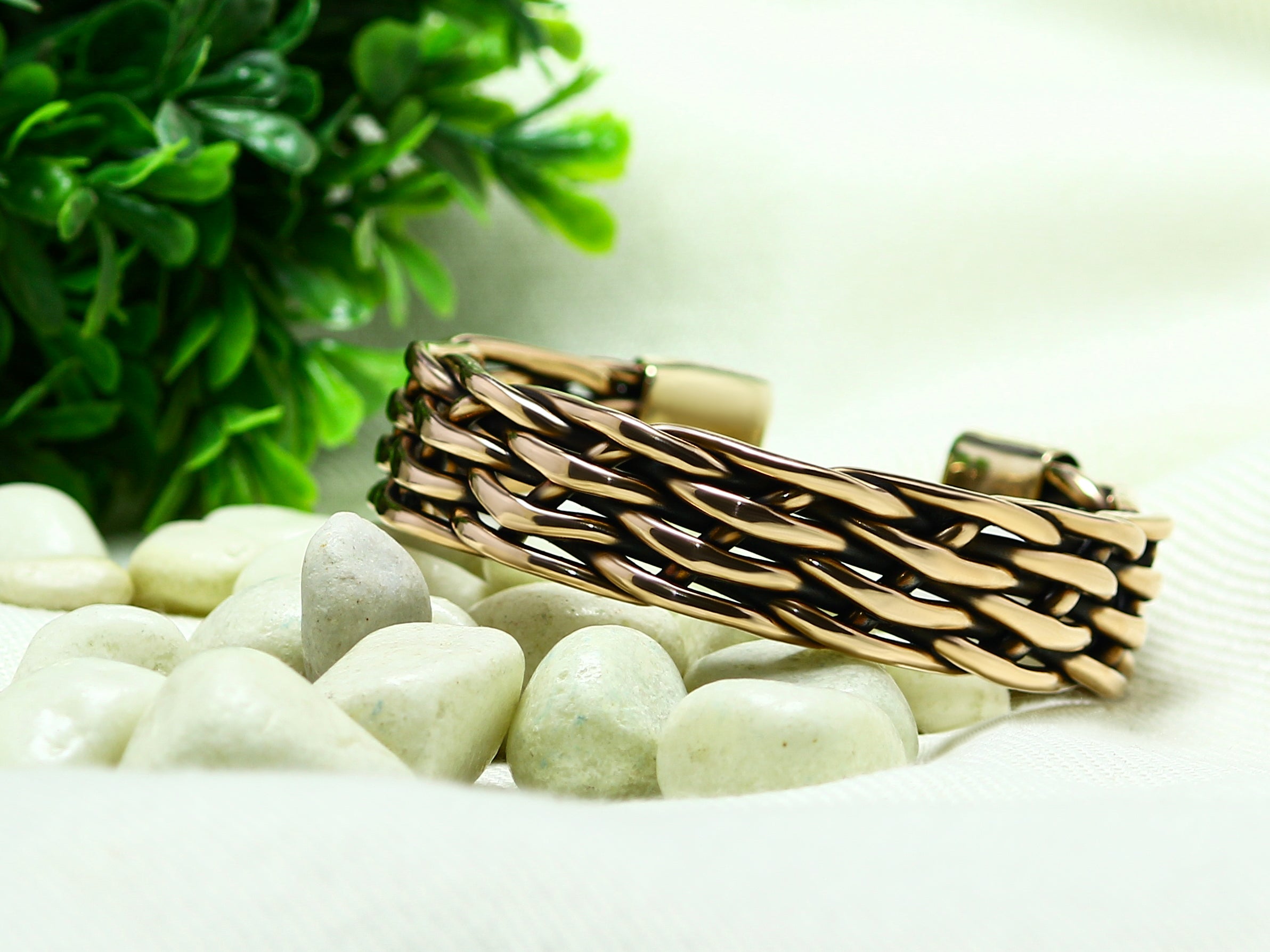 Hand Forged Solid Copper Cuff Bracelet: Braided Design, Oxidized Finish