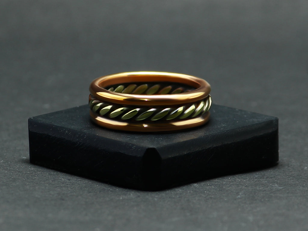 Handmade-Mixed Metal-Twisted Ring • Copper & Brass-Braided Band • Artisan-Unisex Jewelry