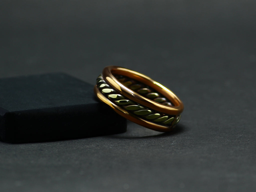 Handmade-Mixed Metal-Twisted Ring • Copper & Brass-Braided Band • Artisan-Unisex Jewelry