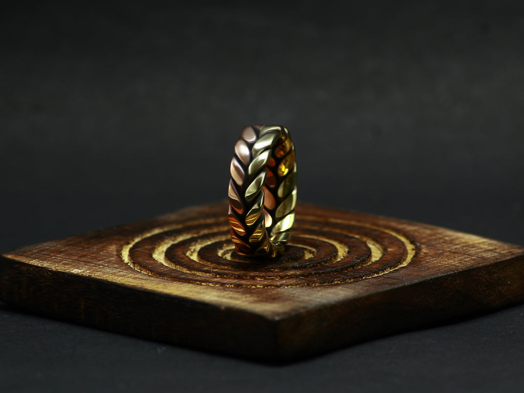 Handmade-Mixed Metal-Twisted Ring • Copper & Brass-Braided Band • Rustic Boho-Stackable Ring • Artisan-Unisex Jewelry