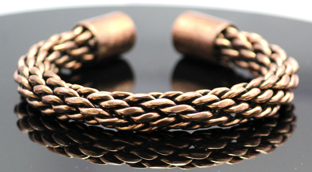 85+gram Viking Braiding Pure Copper Oxidized Heavy Handmade Cuff Bracelet Gift Jewelry