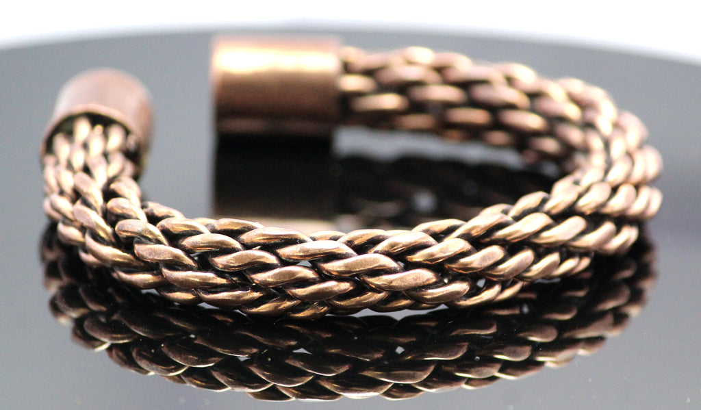 85+gram Viking Braiding Pure Copper Oxidized Heavy Handmade Cuff Bracelet Gift Jewelry