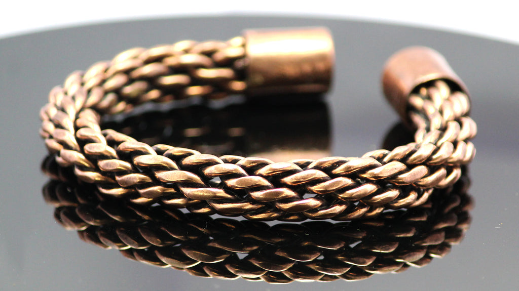 85+gram Viking Braiding Pure Copper Oxidized Heavy Handmade Cuff Bracelet Gift Jewelry