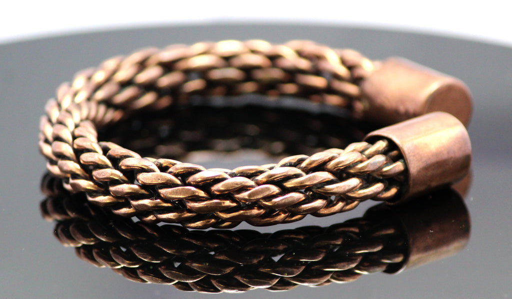 85+gram Viking Braiding Pure Copper Oxidized Heavy Handmade Cuff Bracelet Gift Jewelry