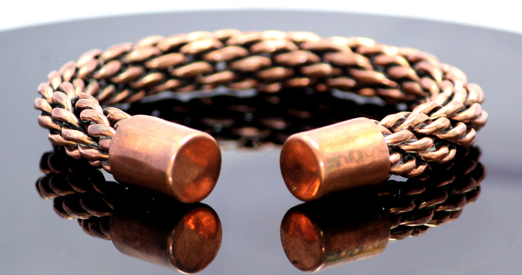 85+gram Viking Braiding Pure Copper Oxidized Heavy Handmade Cuff Bracelet Gift Jewelry