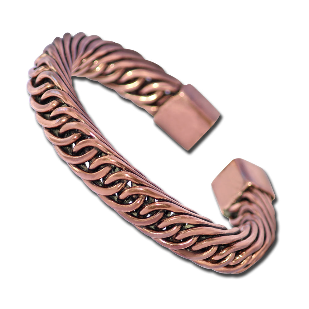 110gm Braided Pure Copper Oxidized Heavy Handmade Cuff Bracelet Gift 12mm wide