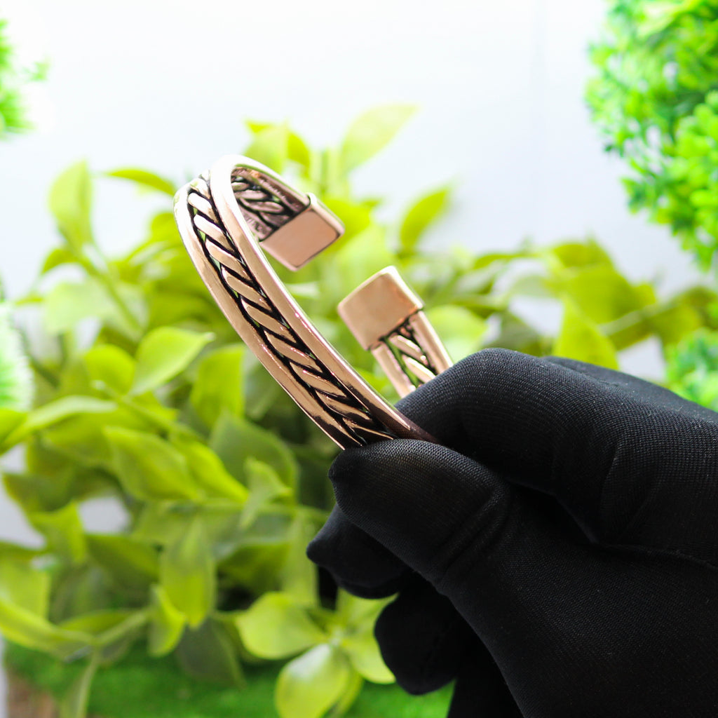 Oxidized Copper Cuff Bracelet: Heavy Handmade Braided Design